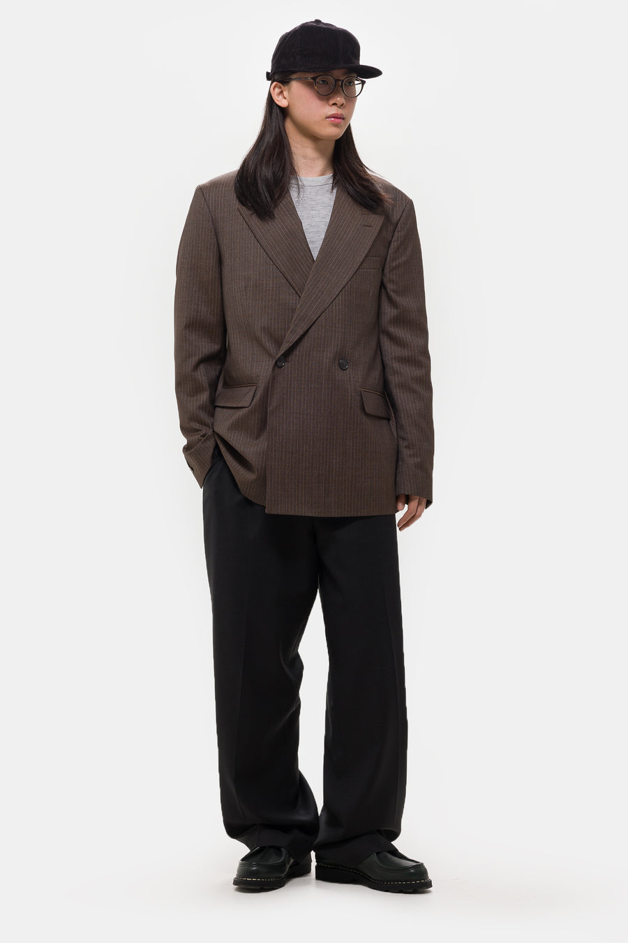 mfpen Double Breasted Blazer in Nutmeg Vintage Stripe - Notre