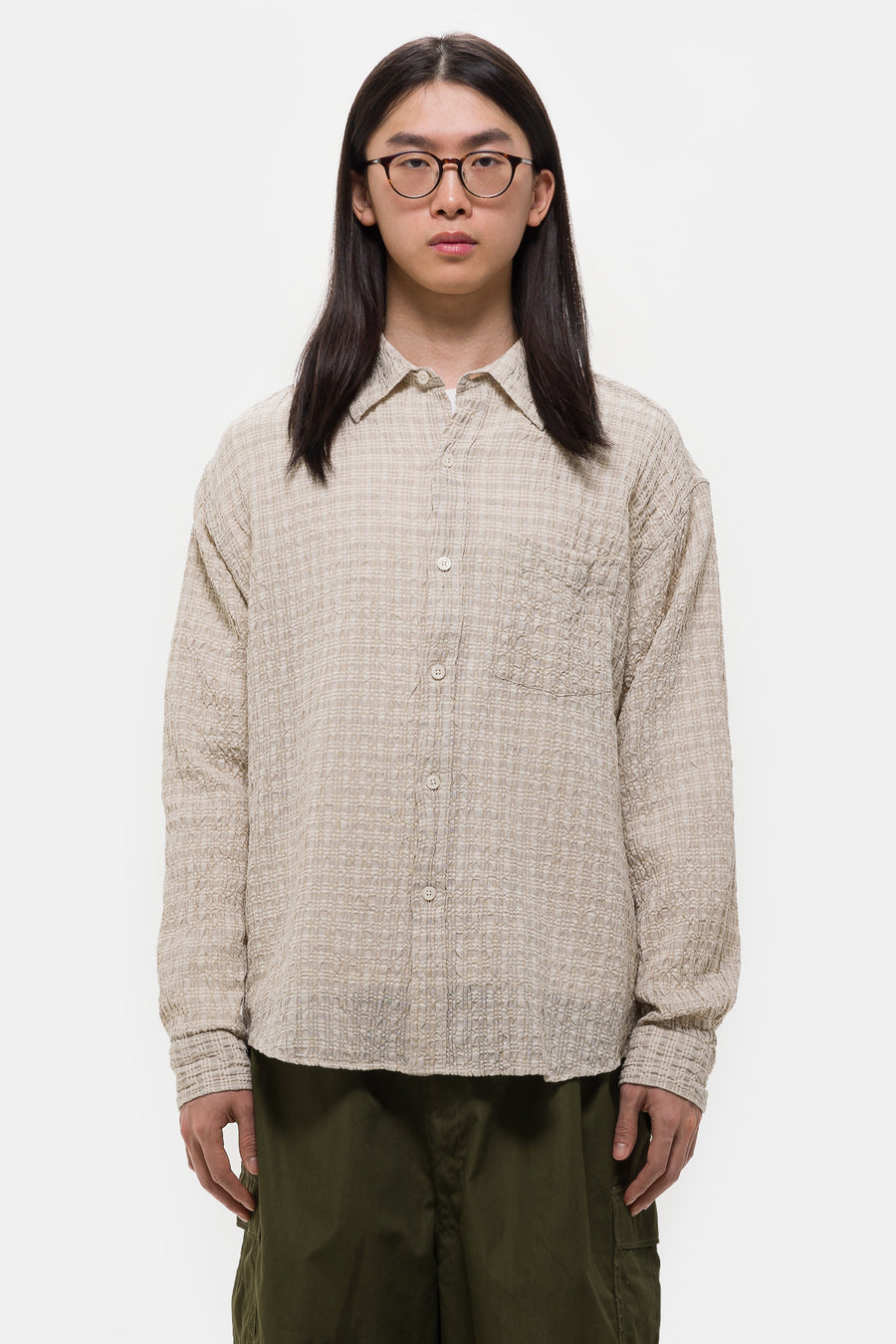 mfpen Executive Shirt in Beige Structure Check - Notre