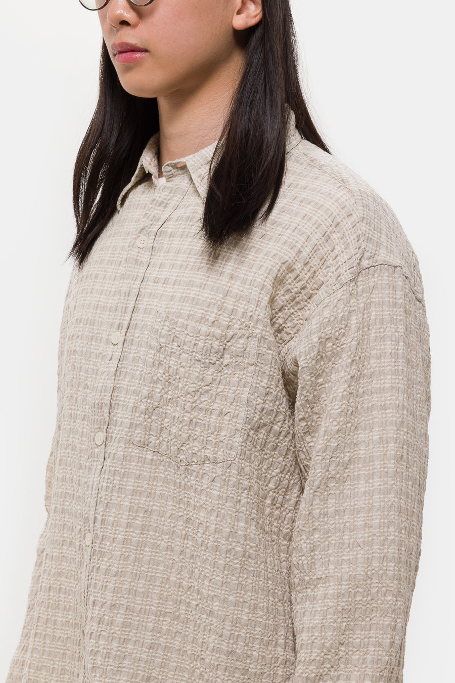mfpen Executive Shirt in Beige Structure Check - Notre