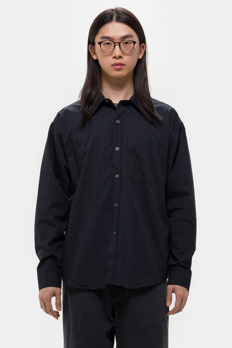 mfpen Executive Shirt in Black Pinstripe - Notre