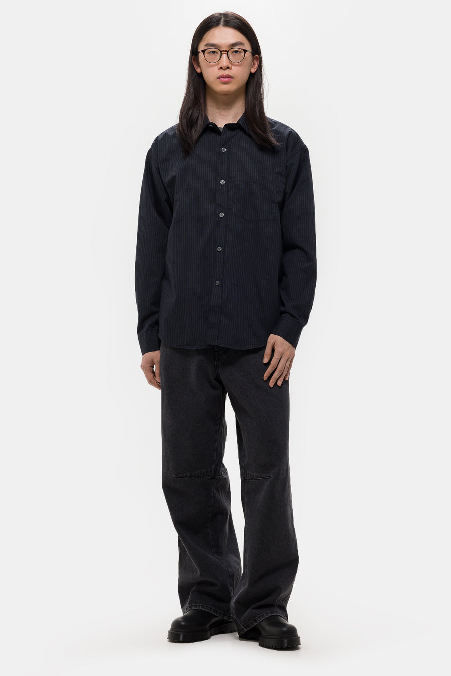mfpen Executive Shirt in Black Pinstripe - Notre