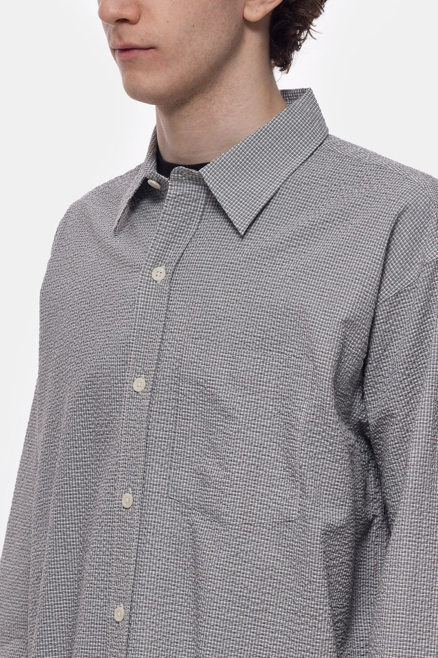 mfpen Executive Shirt in Textured Bottle Grey Check - Notre