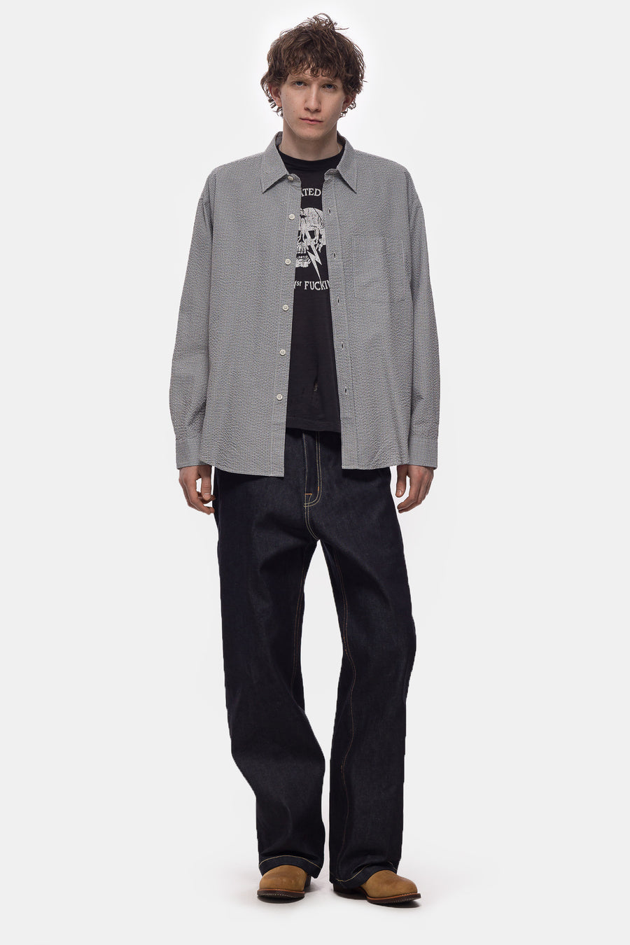 mfpen Executive Shirt in Textured Bottle Grey Check - Notre