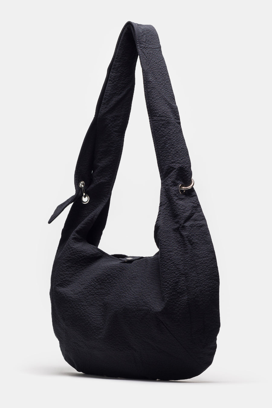 mfpen Eyelet Shoulder Bag in Black Seersucker - Notre