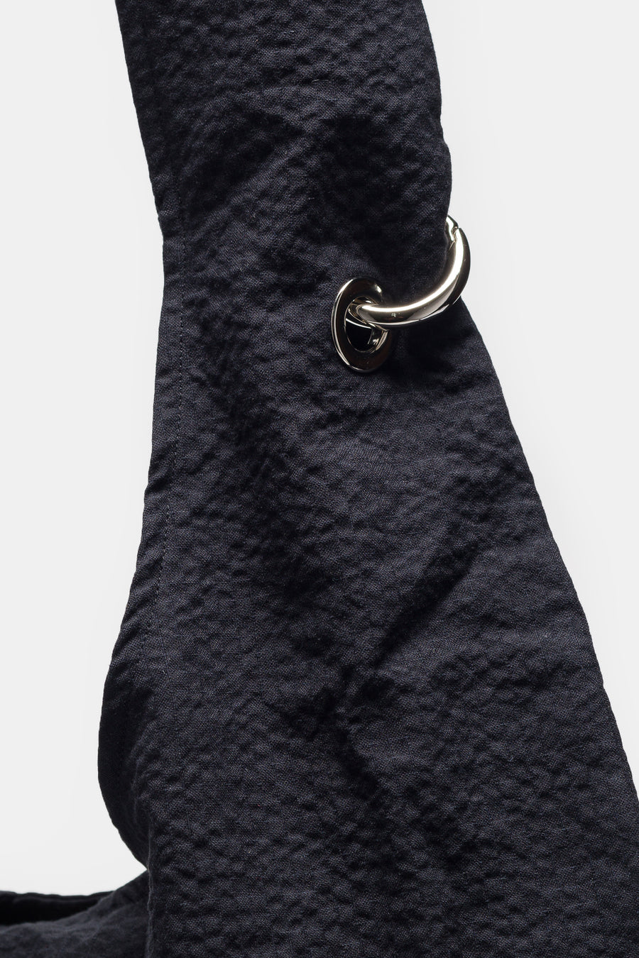 mfpen Eyelet Shoulder Bag in Black Seersucker - Notre