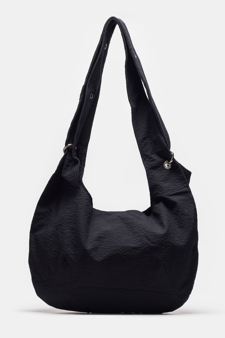 mfpen Eyelet Shoulder Bag in Black Seersucker - Notre