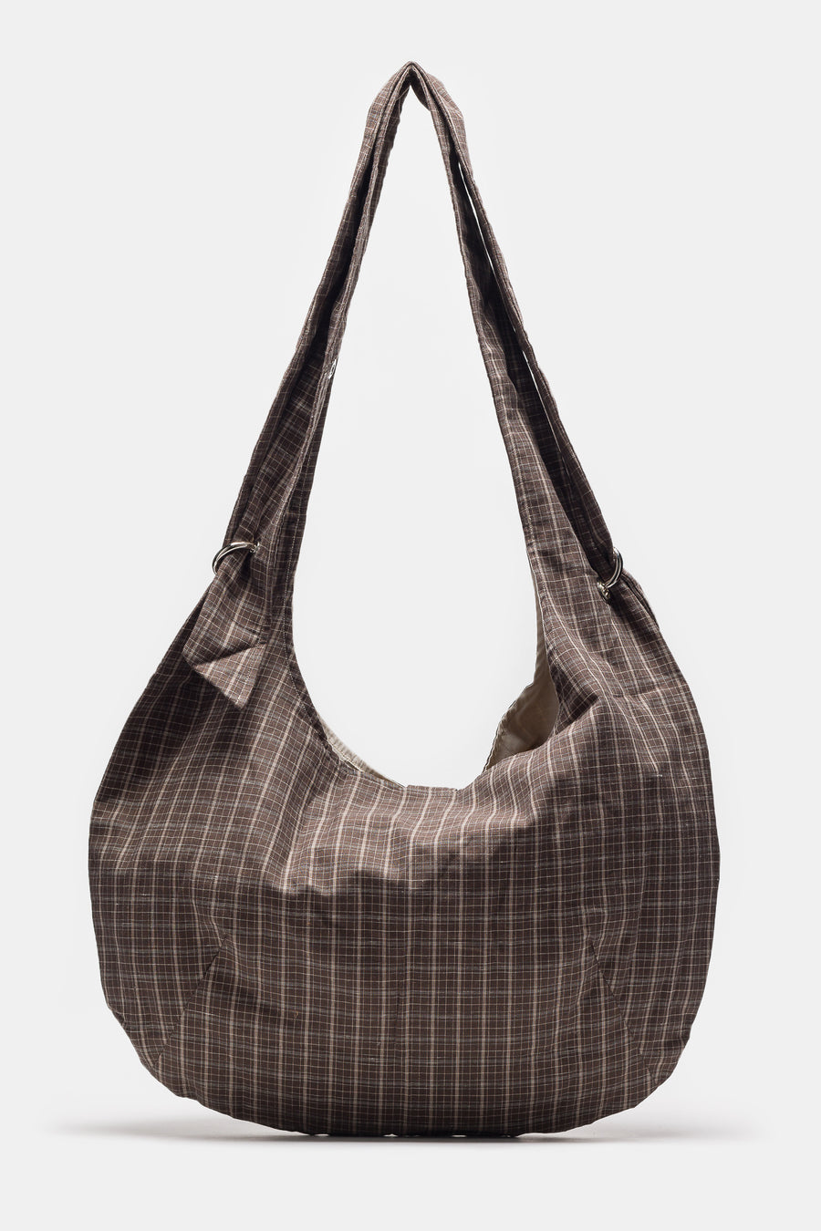 mfpen Eyelet Shoulder Bag in Brown Linen Check - Notre