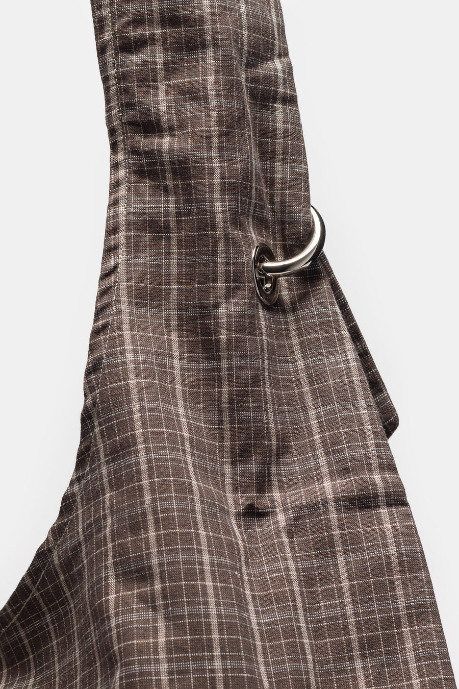 mfpen Eyelet Shoulder Bag in Brown Linen Check - Notre