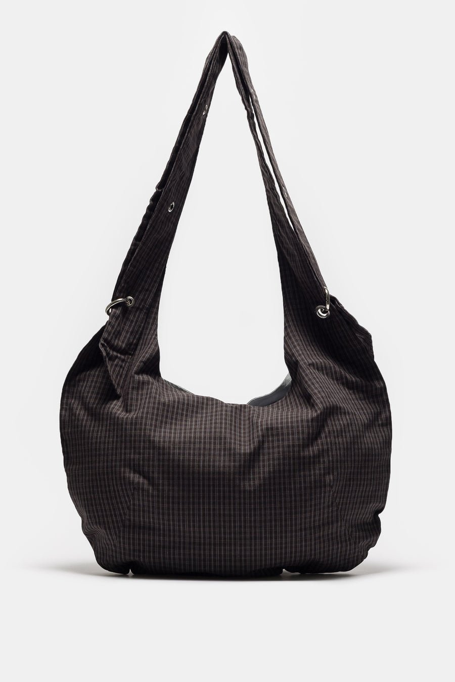 Eyelet Shoulder Bag in Dark Linen Check
