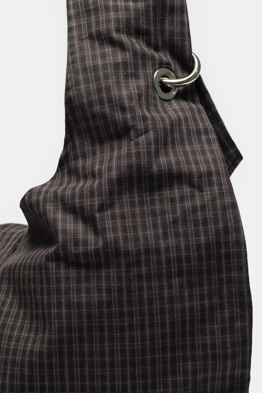 Eyelet Shoulder Bag in Dark Linen Check