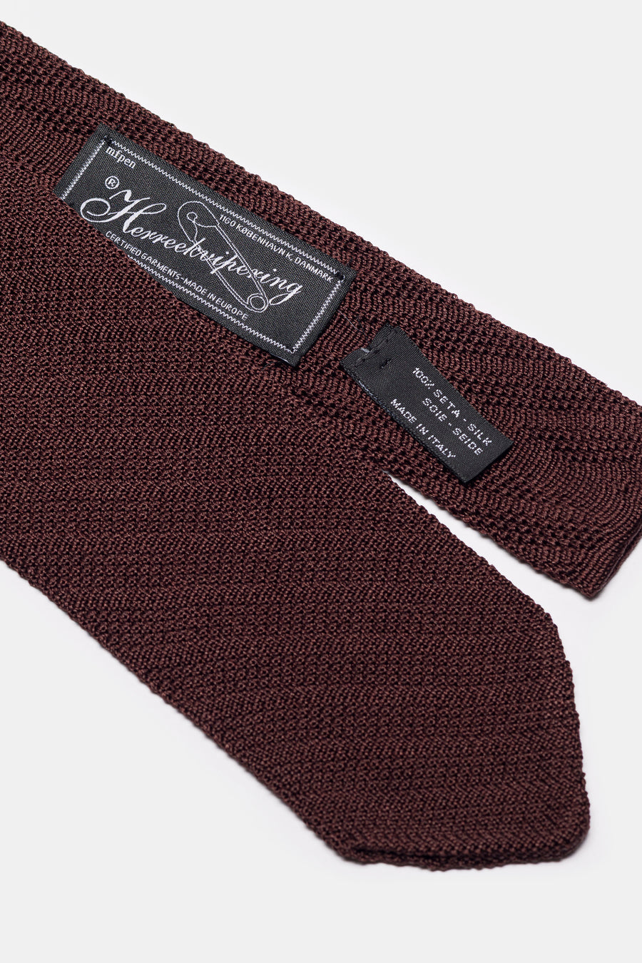 mfpen Formal Tie in Brown Knitted Stripe - Notre