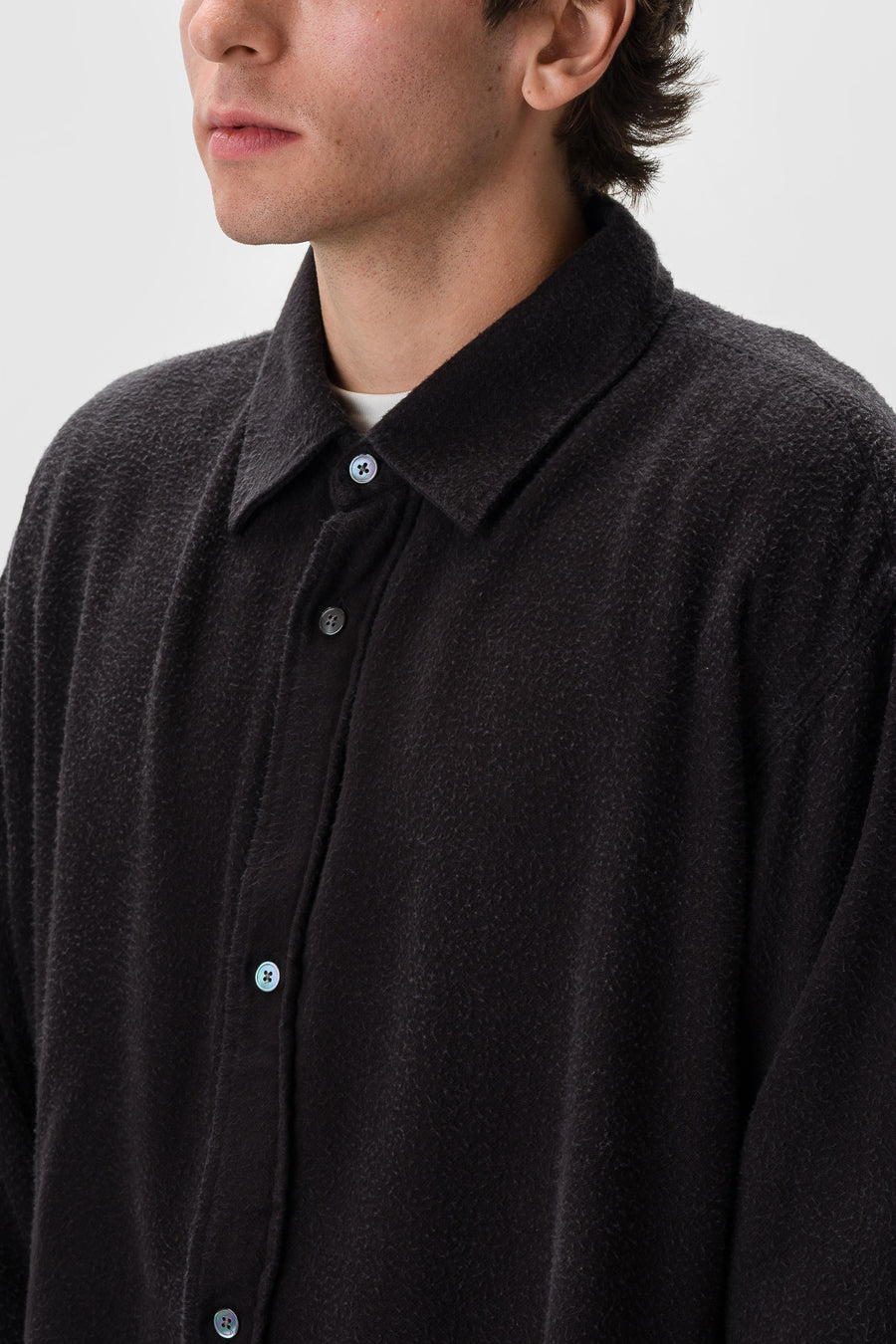 Gambler Shirt in Black Fuzz Tencel