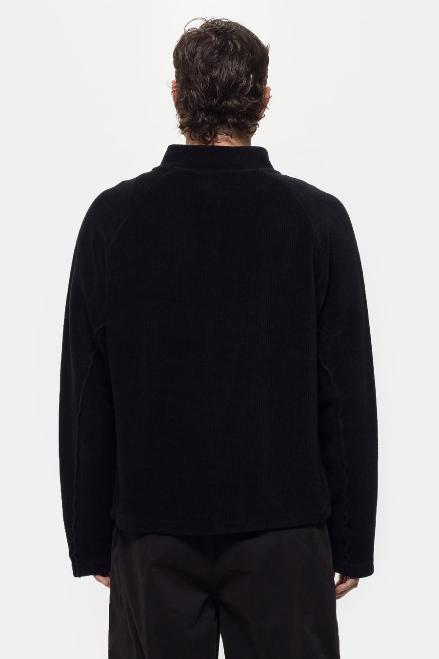 mfpen Leisure Zip Up Sweater in Black Jersey Cord - Notre