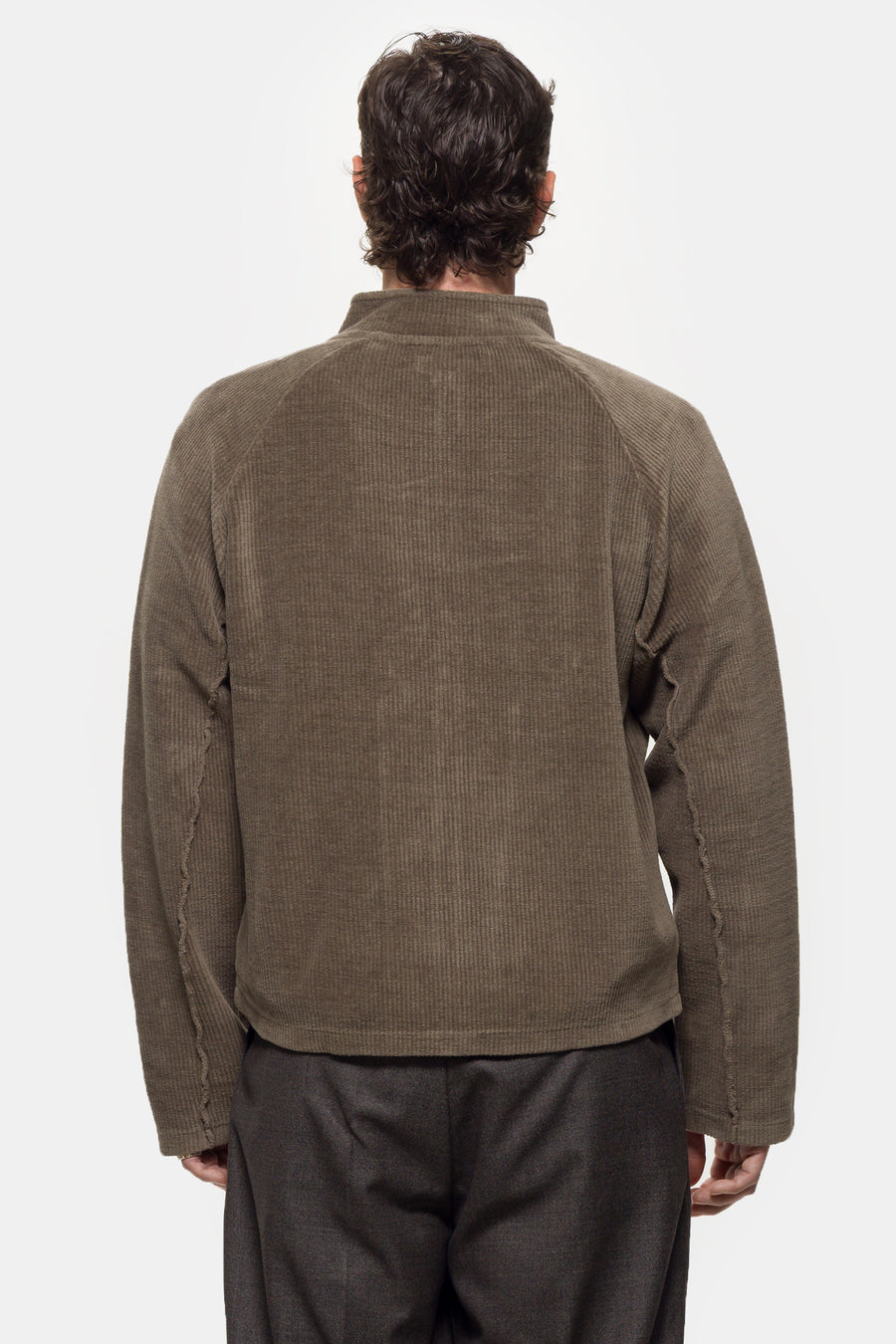 mfpen Leisure Zip Up Sweater in Faded Taupe Jersey Cord - Notre