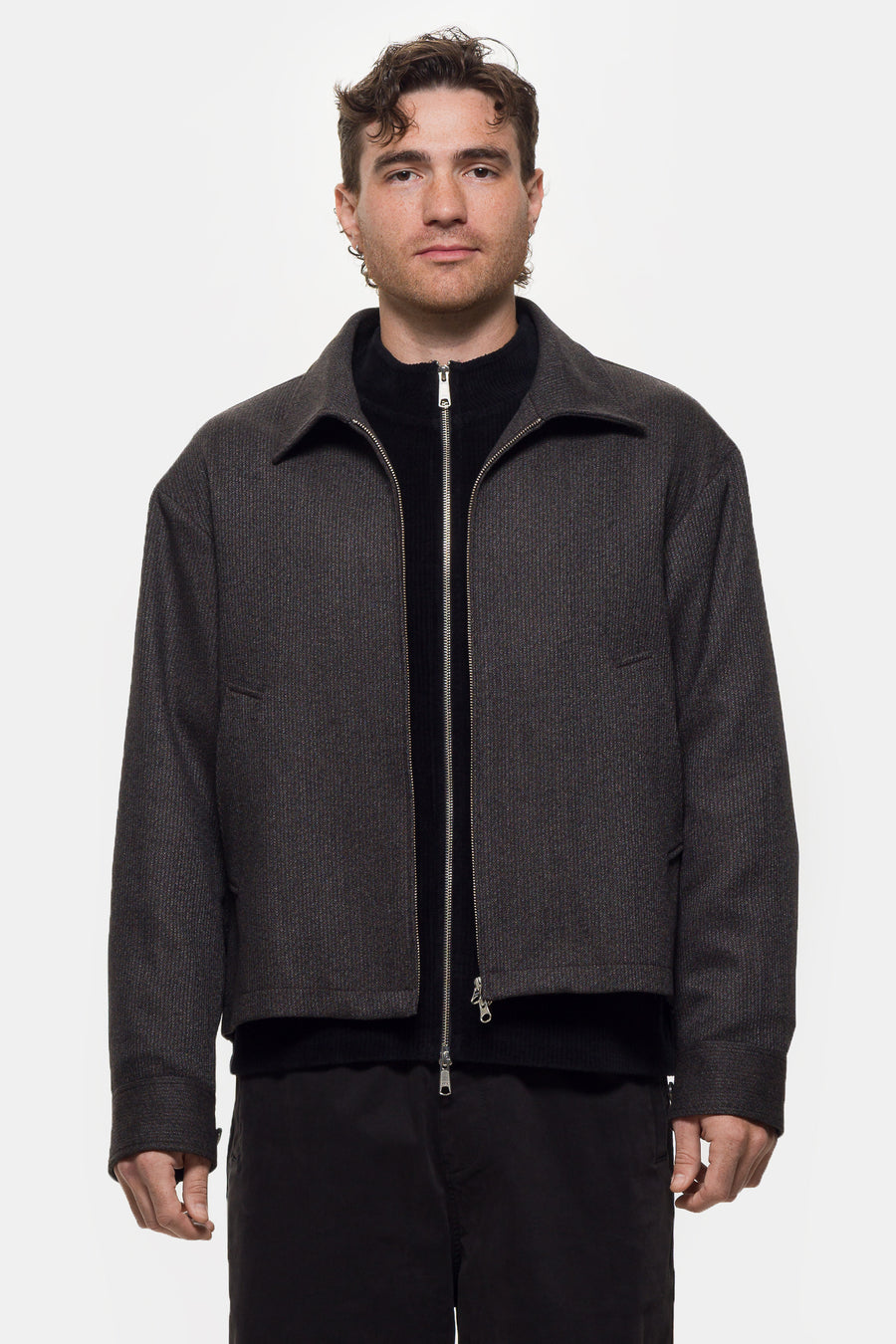 mfpen Mail Jacket in Brown Melange Stripe - Notre