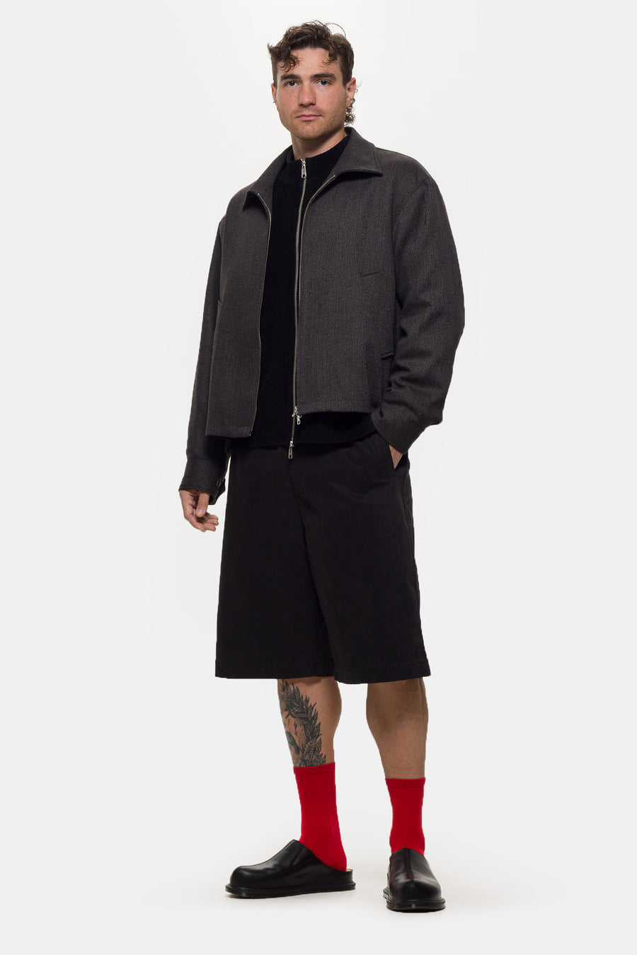 mfpen Mail Jacket in Brown Melange Stripe - Notre