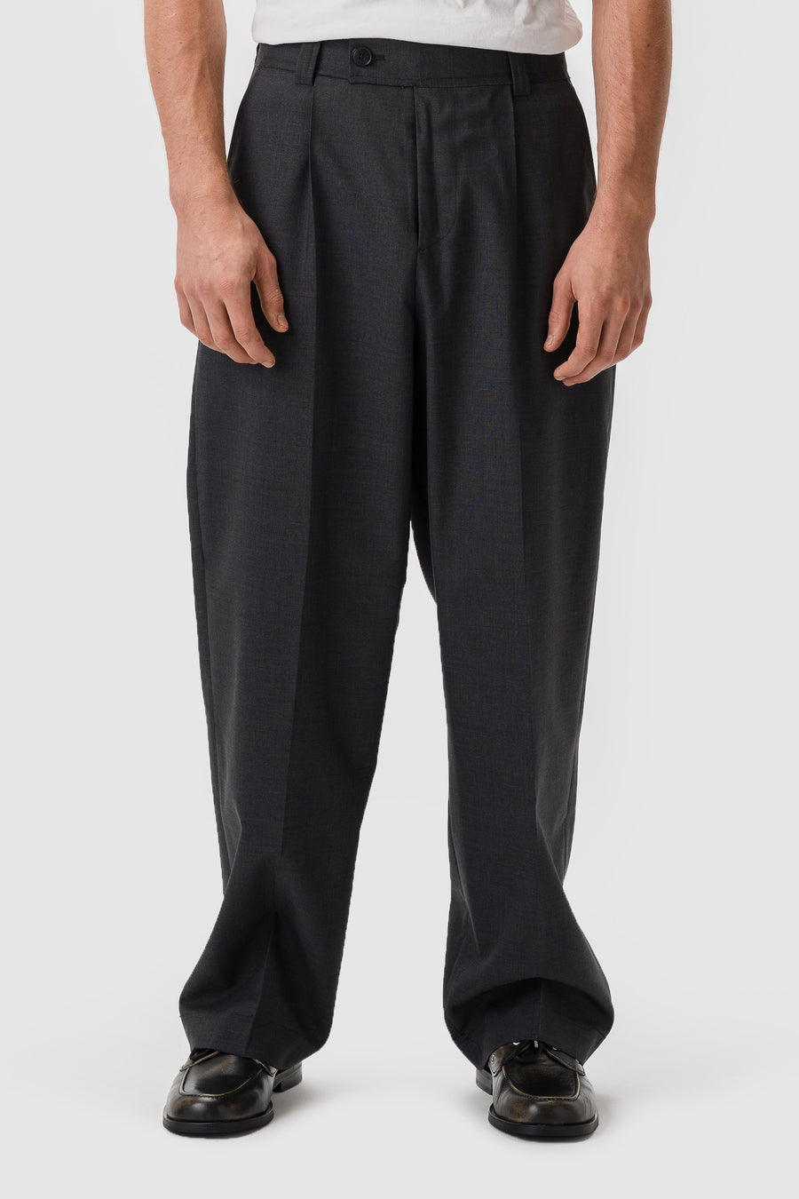 Patch Trouser in Dark Grey Dry Wool