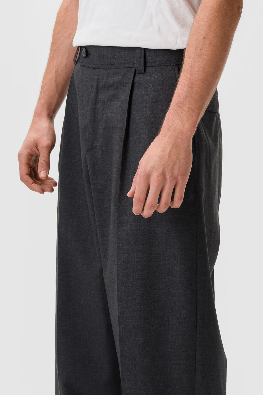 Patch Trouser in Dark Grey Dry Wool