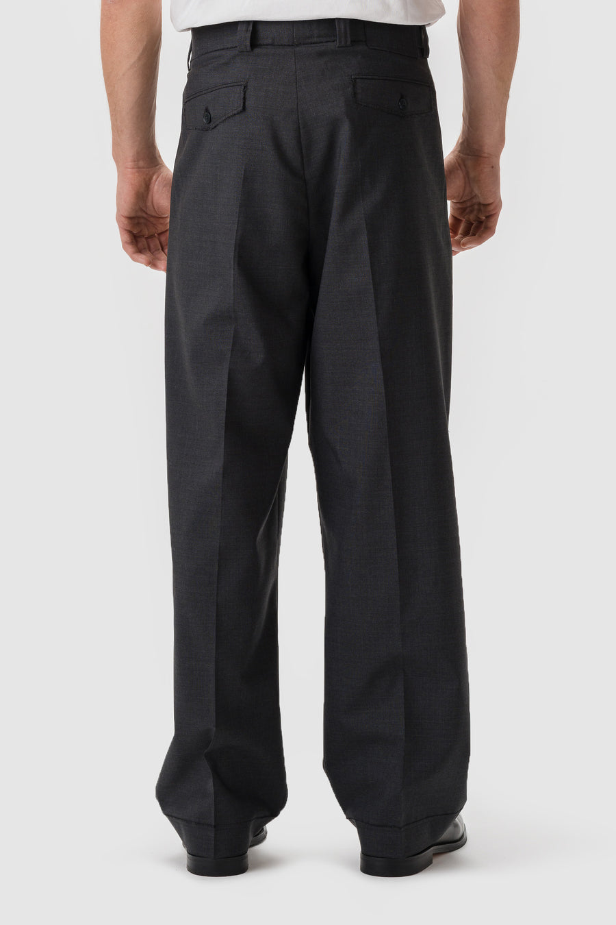 Patch Trouser in Dark Grey Dry Wool