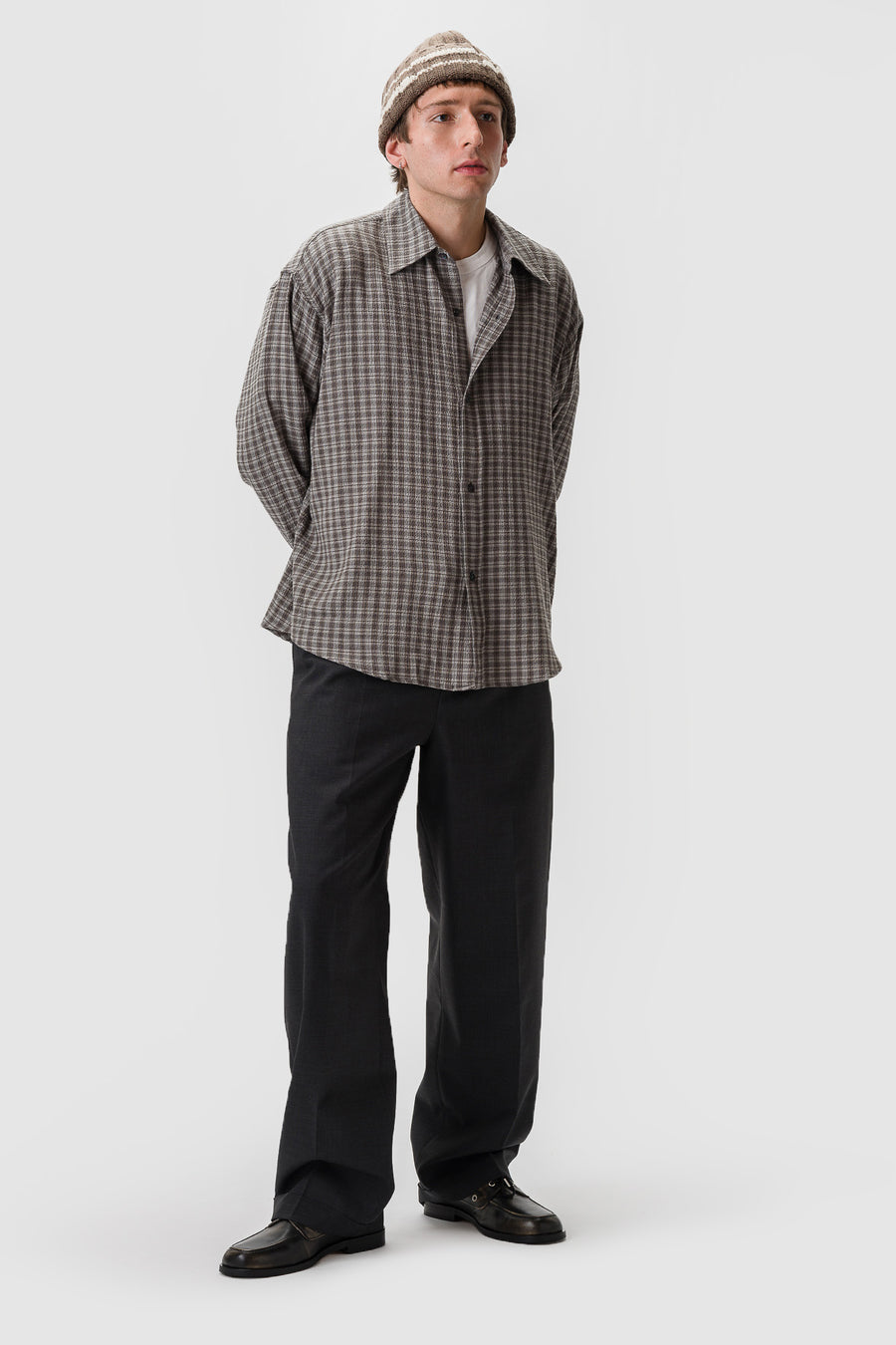Patch Trouser in Dark Grey Dry Wool