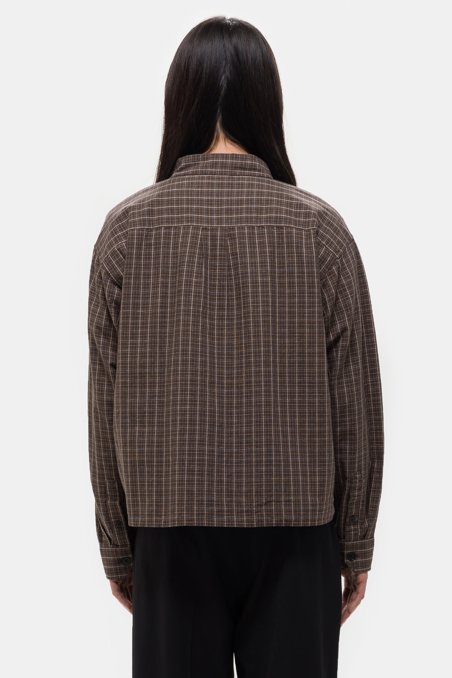 mfpen Priority Shirt in Brown Linen Check - Notre