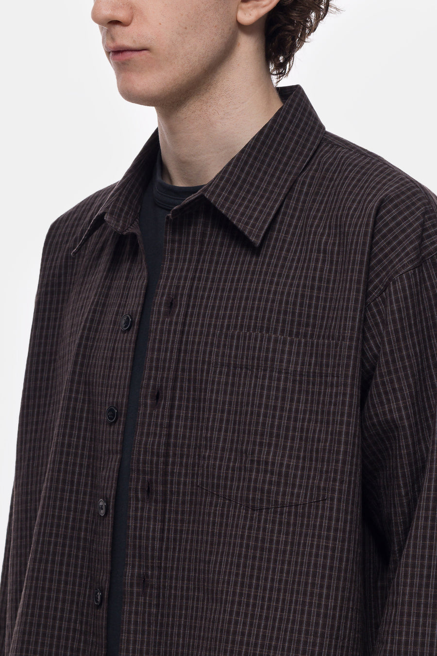 mfpen Priority Shirt in Dark Linen Check - Notre