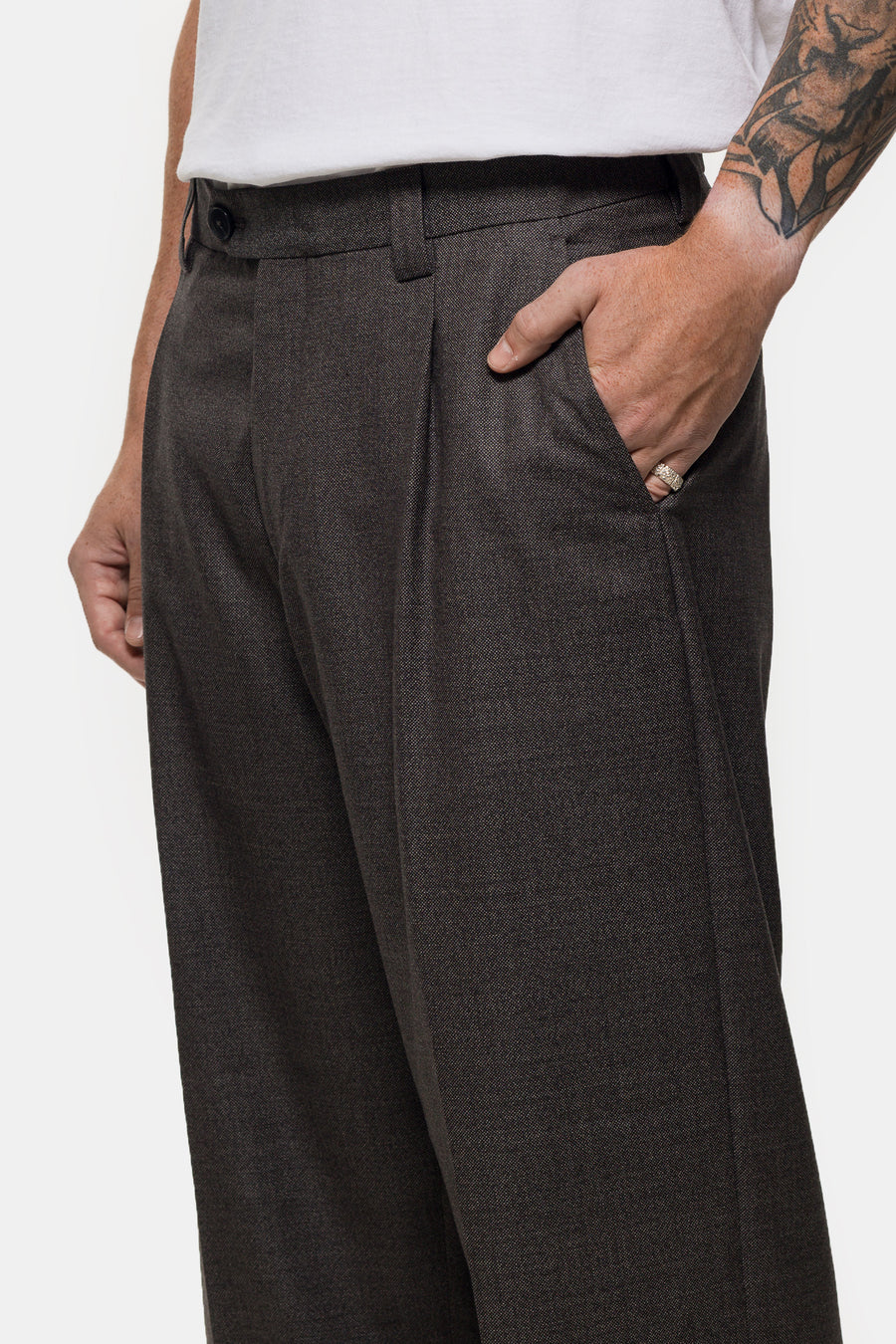 mfpen Service Trouser in Warm Grey Twist Wool - Notre