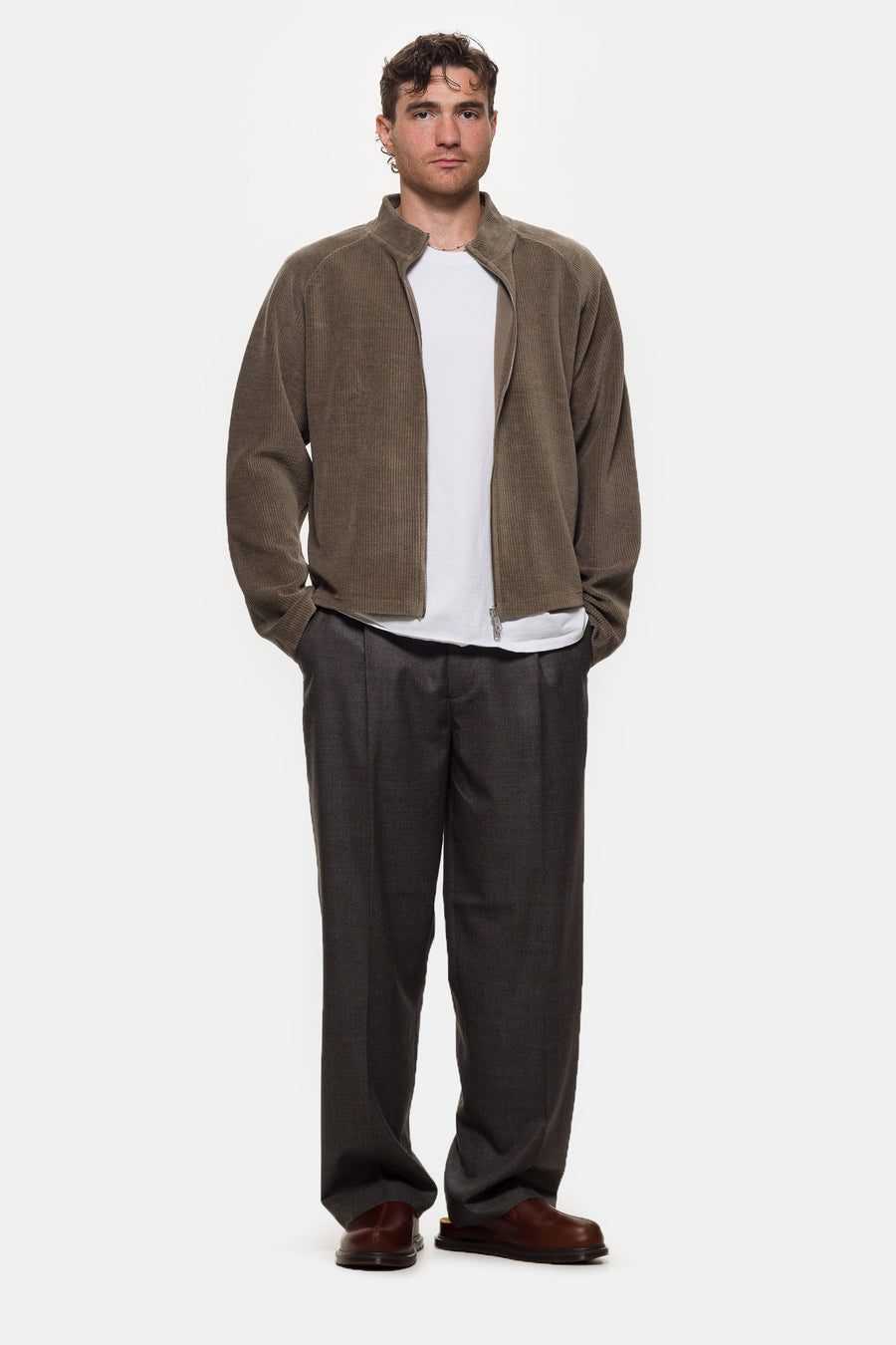 mfpen Service Trouser in Warm Grey Twist Wool - Notre