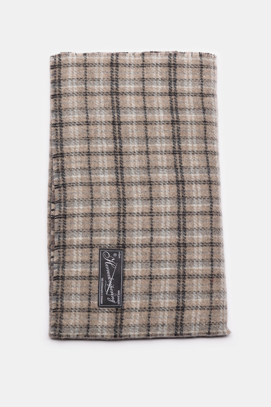 mfpen Wool Scarf in Brown Double Faced Check - Notre