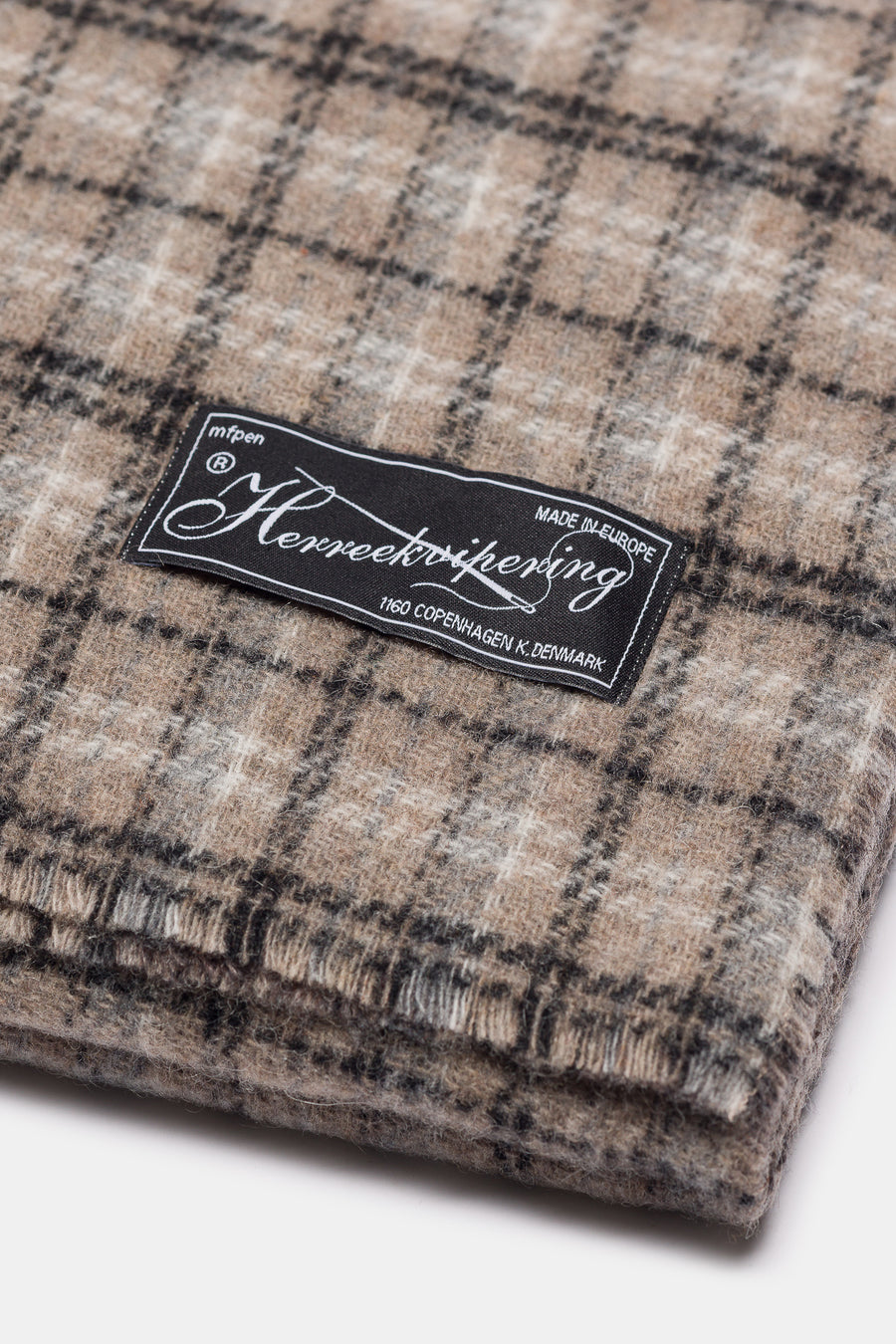 mfpen Wool Scarf in Brown Double Faced Check - Notre