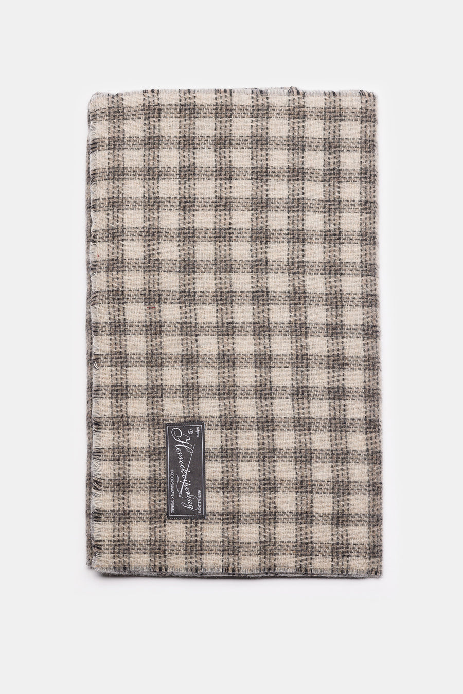mfpen Wool Scarf in Grey Double Faced Check - Notre