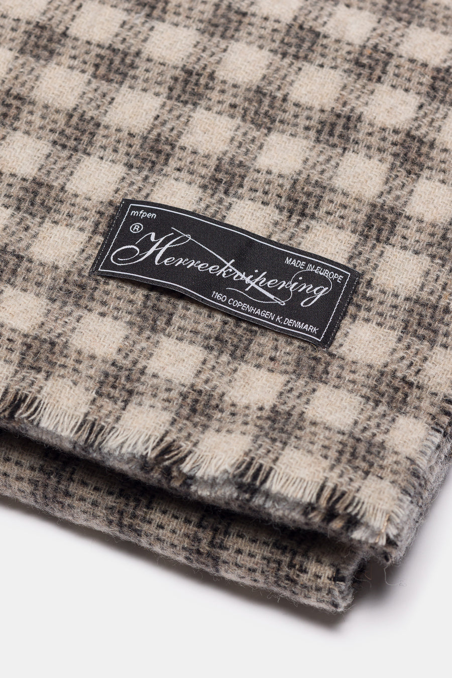 mfpen Wool Scarf in Grey Double Faced Check - Notre
