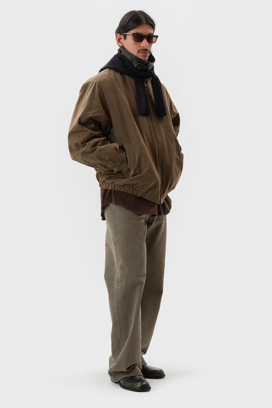 ssstein Detatchable Collar Resin-Finish Cotton Jacket in Khaki - Notre