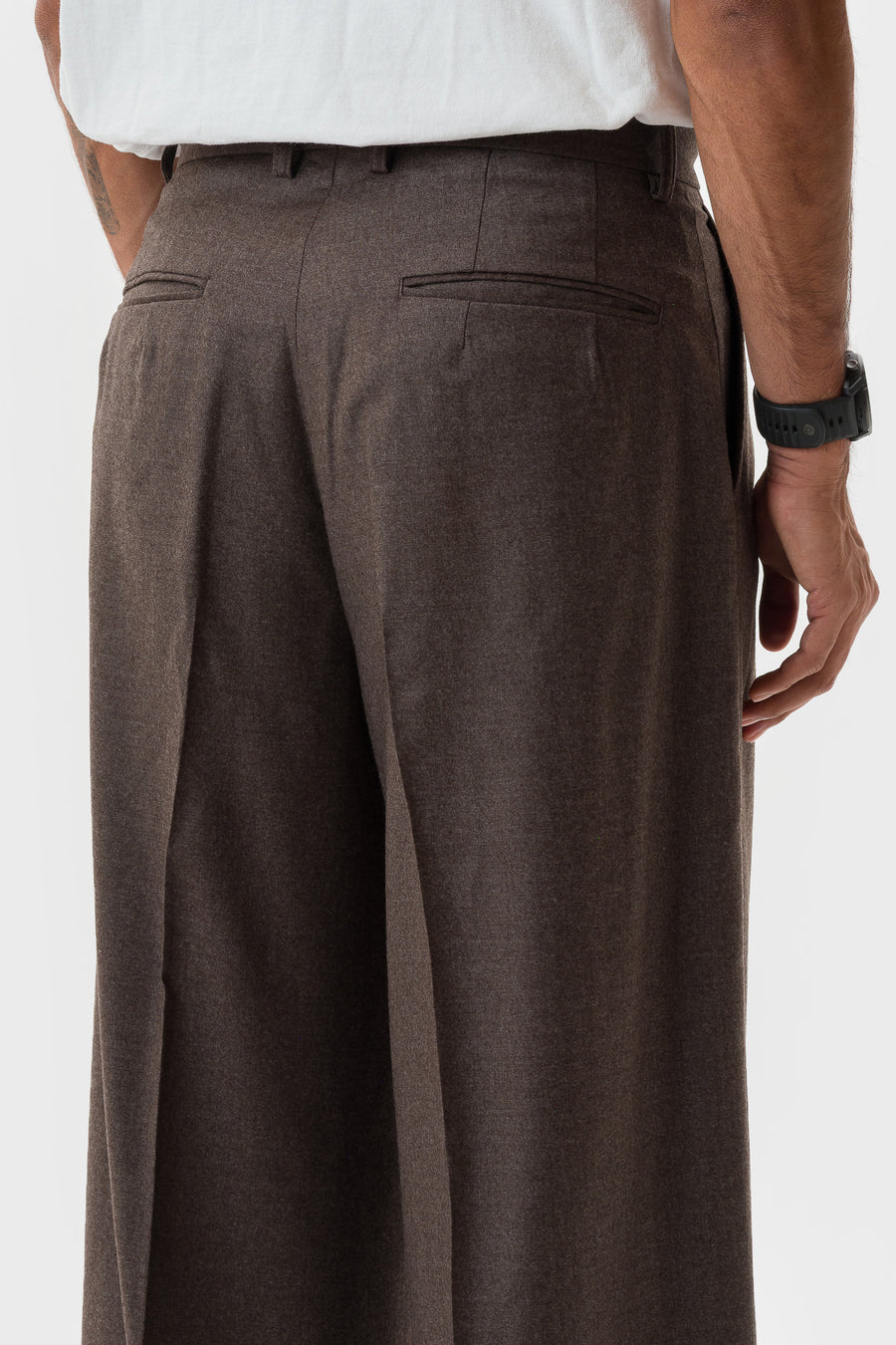 ssstein Extra Fine Wool Extra Wide Trouser in Charcoal Brown - Notre
