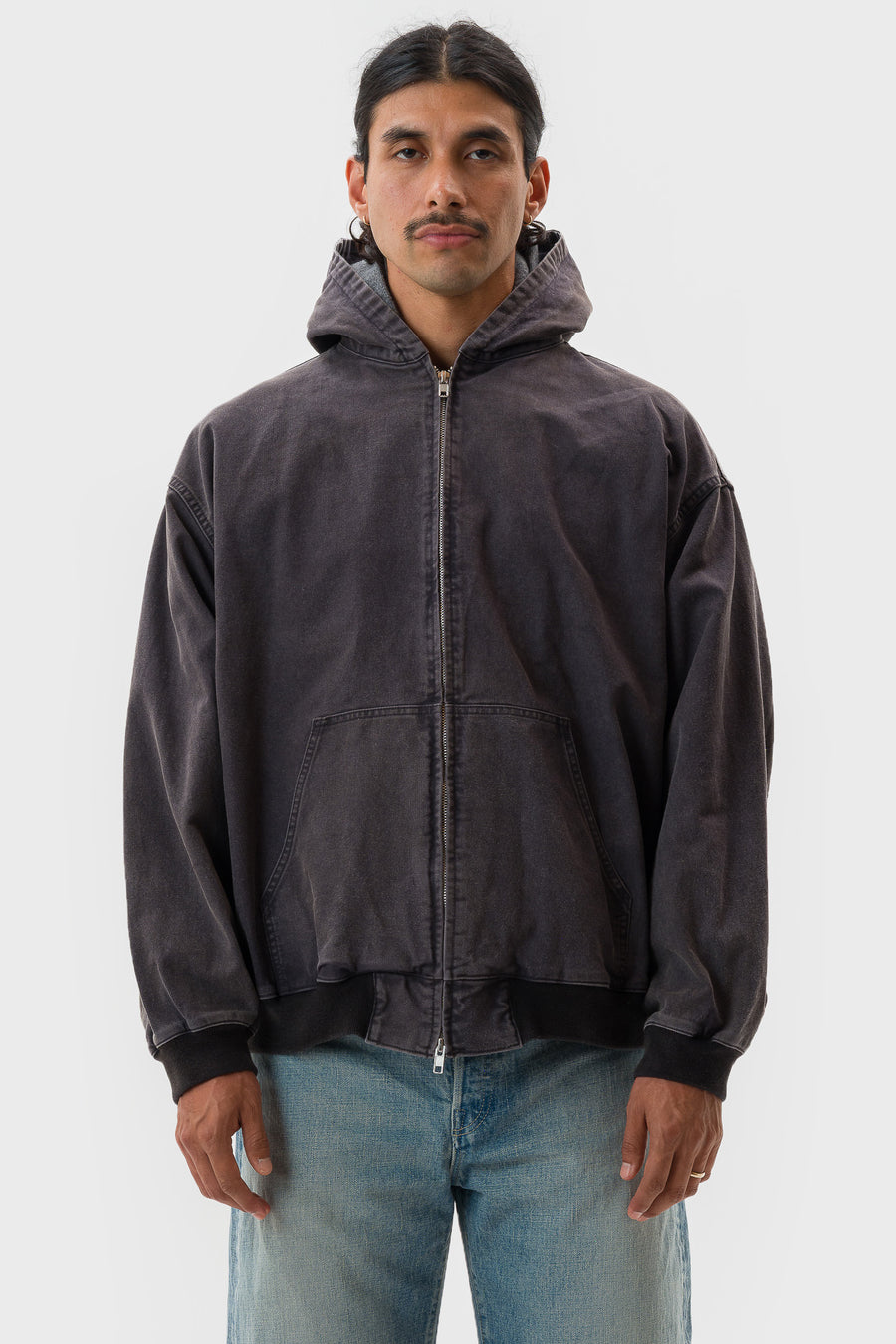 ssstein Sulfur Dyed Oxford Vintage Hood Jacket in Black - Notre