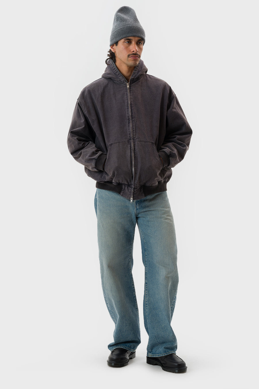 ssstein Sulfur Dyed Oxford Vintage Hood Jacket in Black - Notre