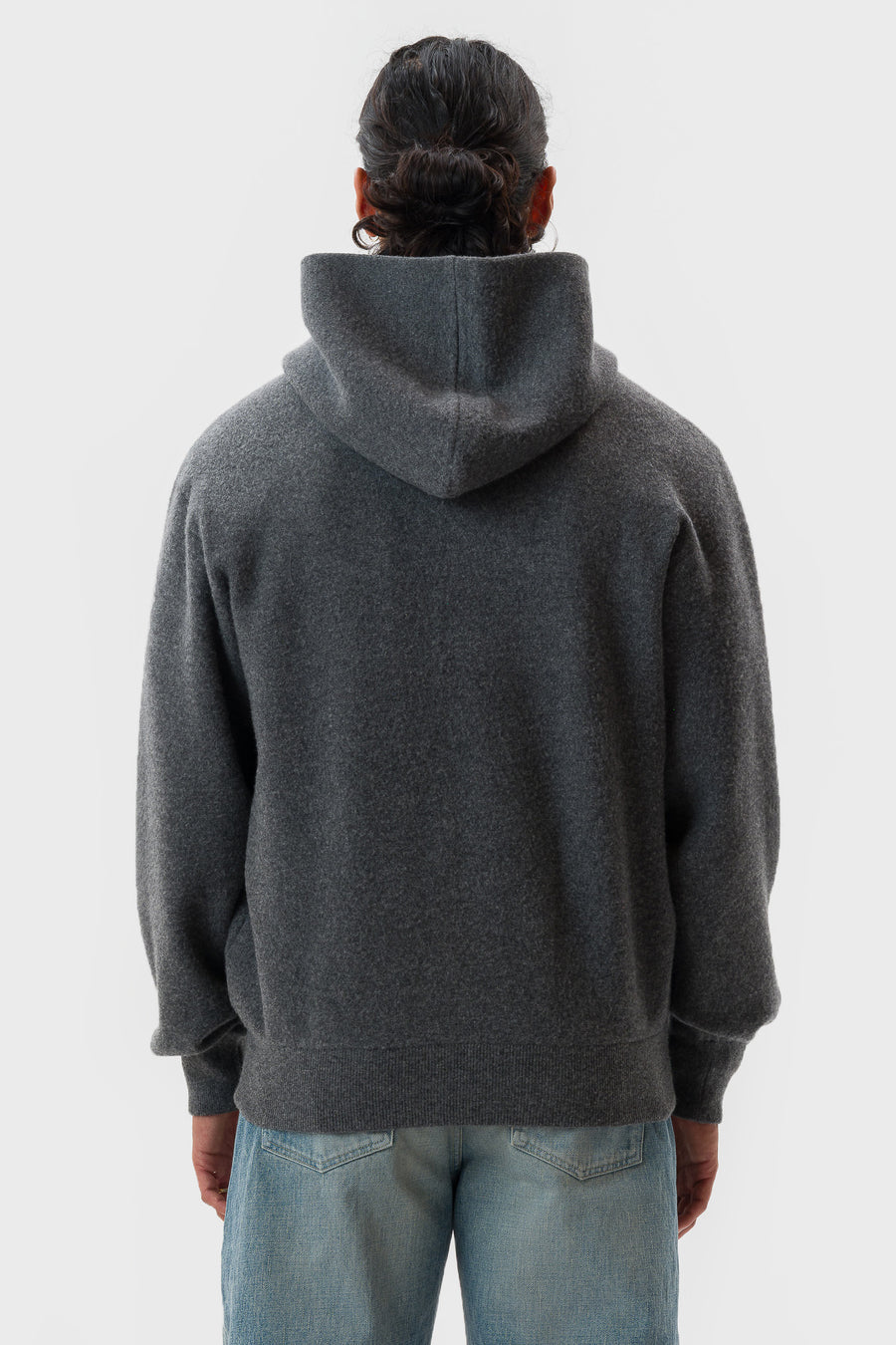 ssstein Super Fine Wool Milled Knit Hooded Jacket in Grey - Notre
