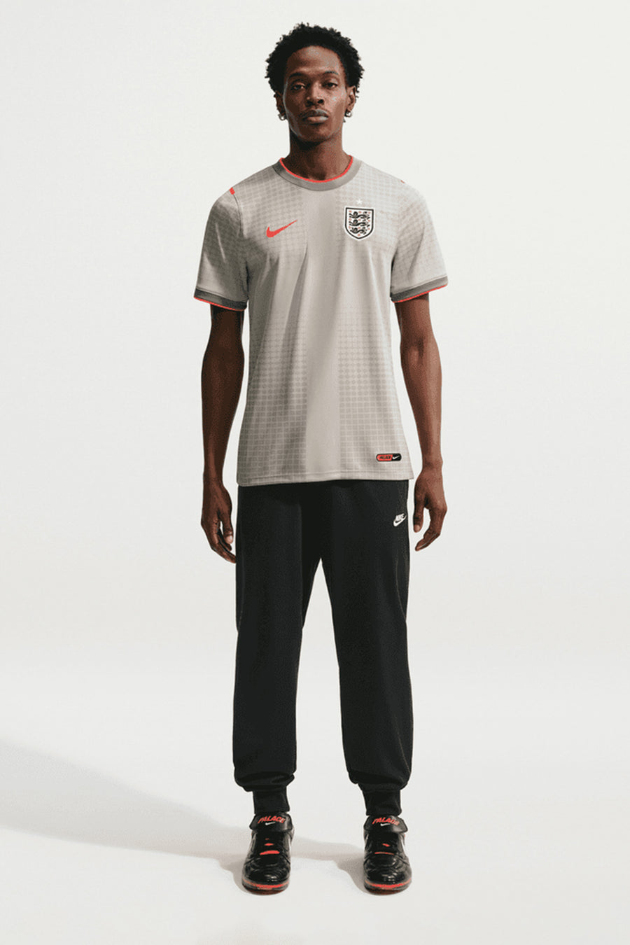 Palace x England Academy Pro Soccer Top in Pewter Grey/Bright Crimson