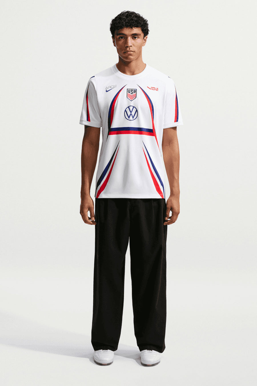 V.A.A. x USA Academy Pro Soccer Top in White/Deep Royal Blue
