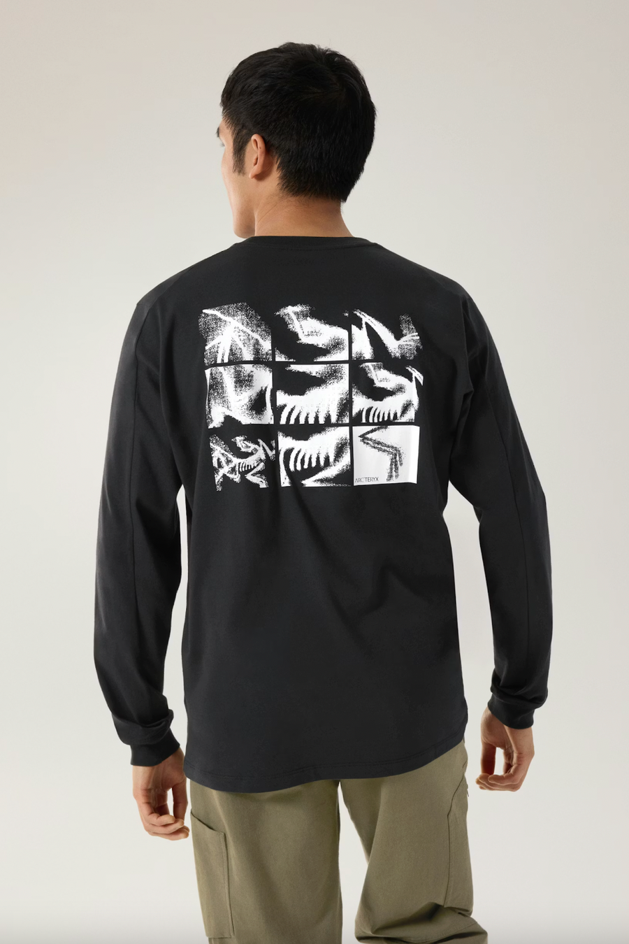 Arc'teryx Kragg SL Cotton Bird Tile LS T-Shirt in Black/Arctic Silk - Notre