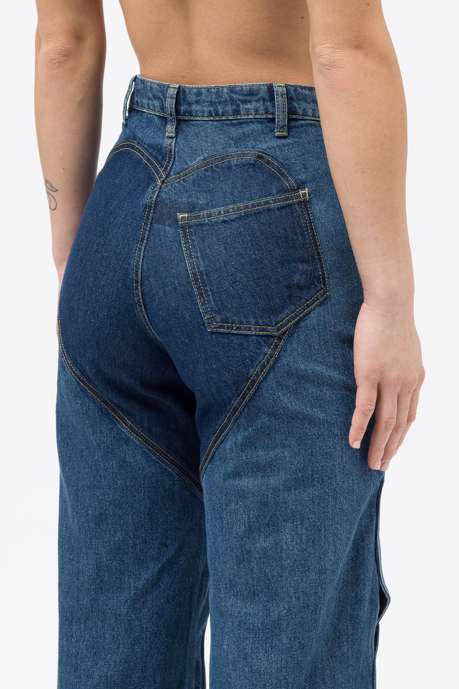 AREA Women's Rope Cutout Wide Leg Jean in Light Blue Notre