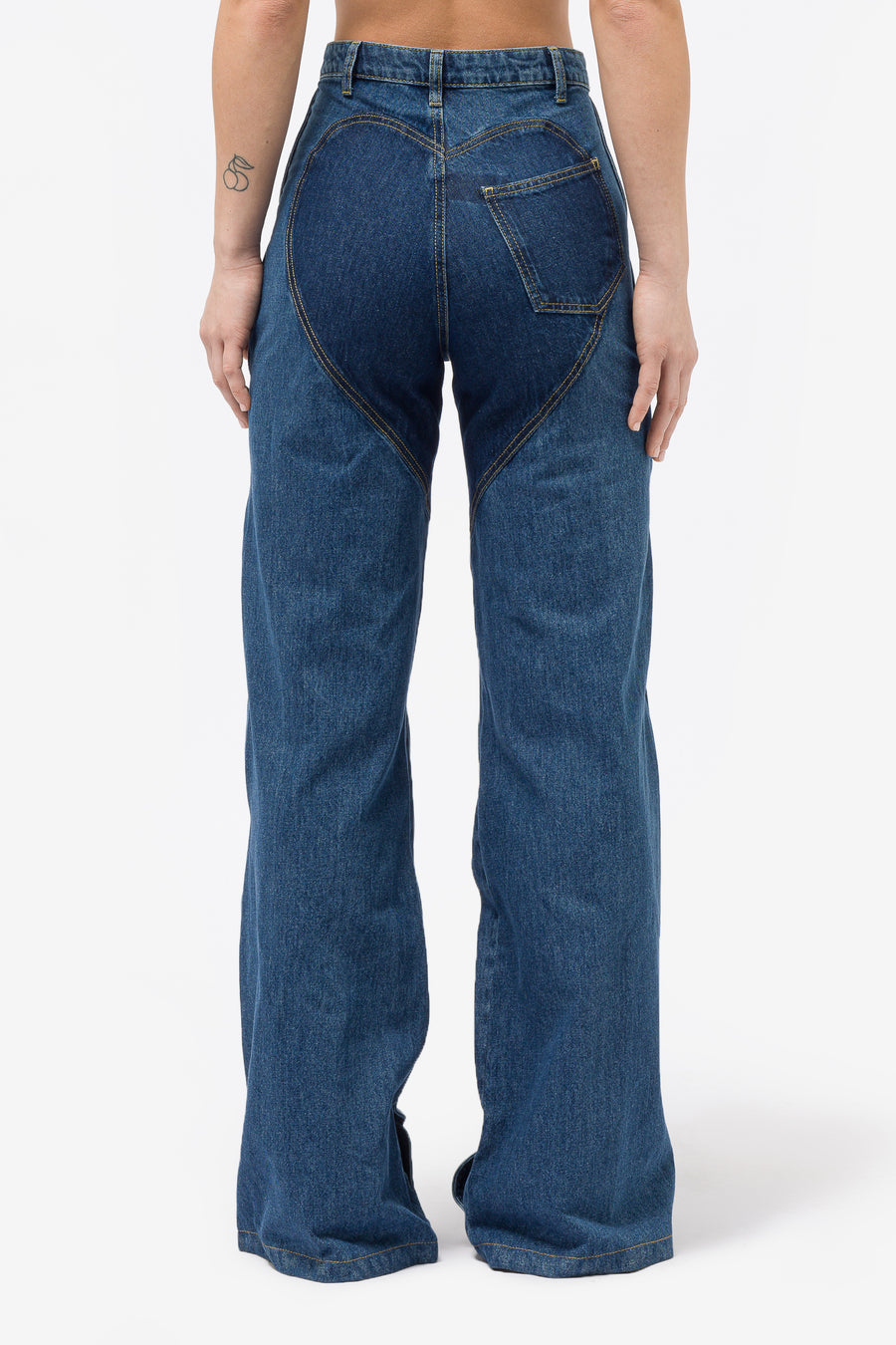 AREA Women's Rope Cutout Wide Leg Jean in Light Blue Notre