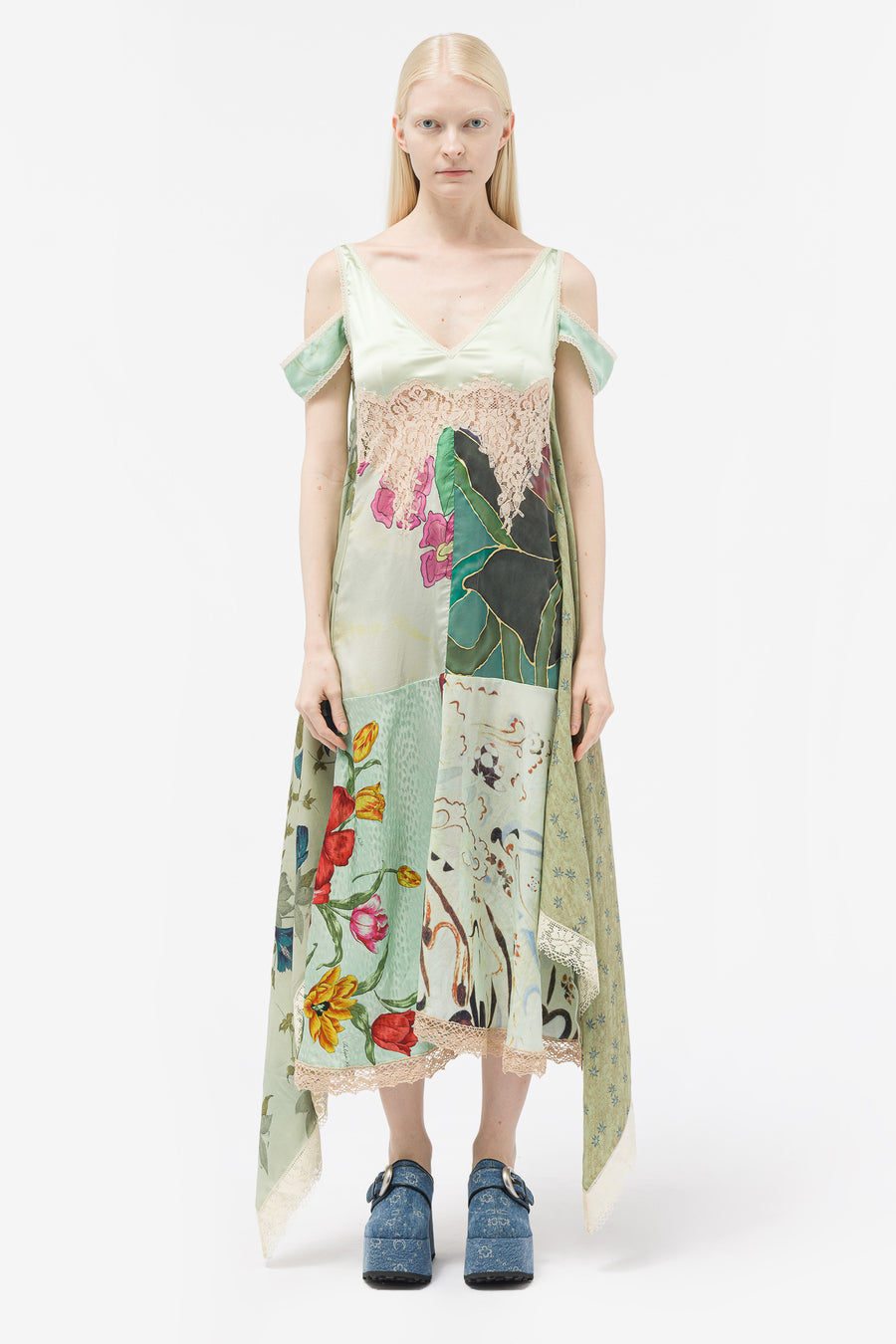 Regenerated Silk Scarves Nuisette Maxi Dress in Green
